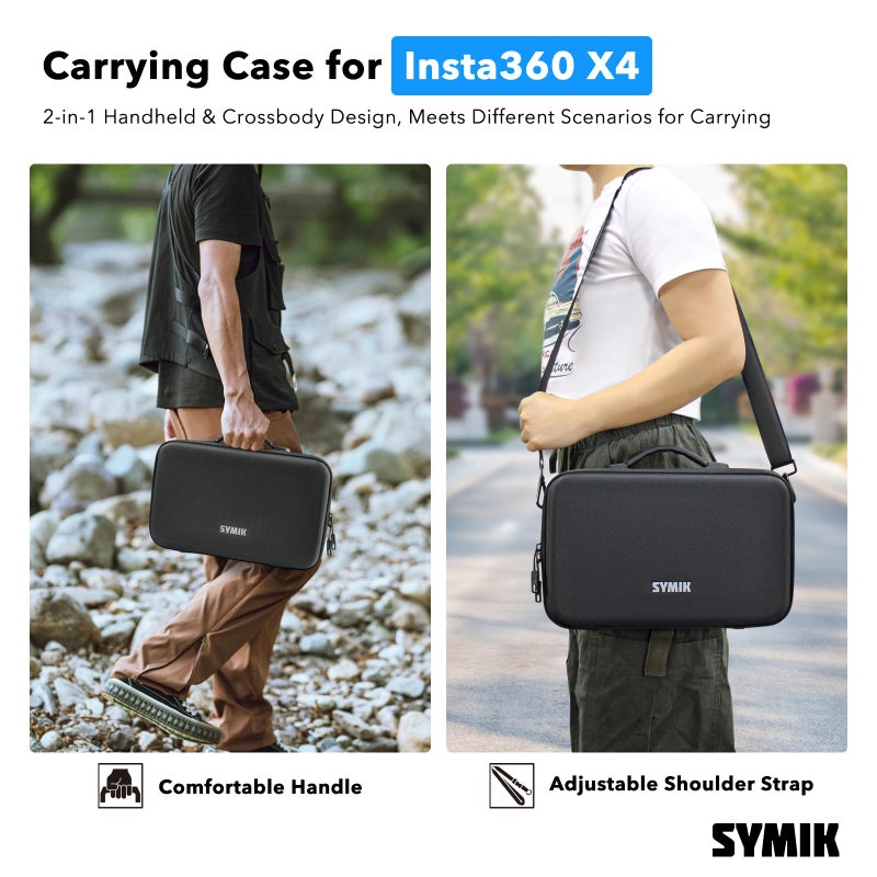 SYMIK S320-X Carrying Case for Insta360 X4  Anti-water Splash  Anti-shock Compact Travel Bag with Shoulder Strap  Handy Handle and Pocket  Protective Storage Nylon Case for Insta 360 X4 Accessories - Image 2